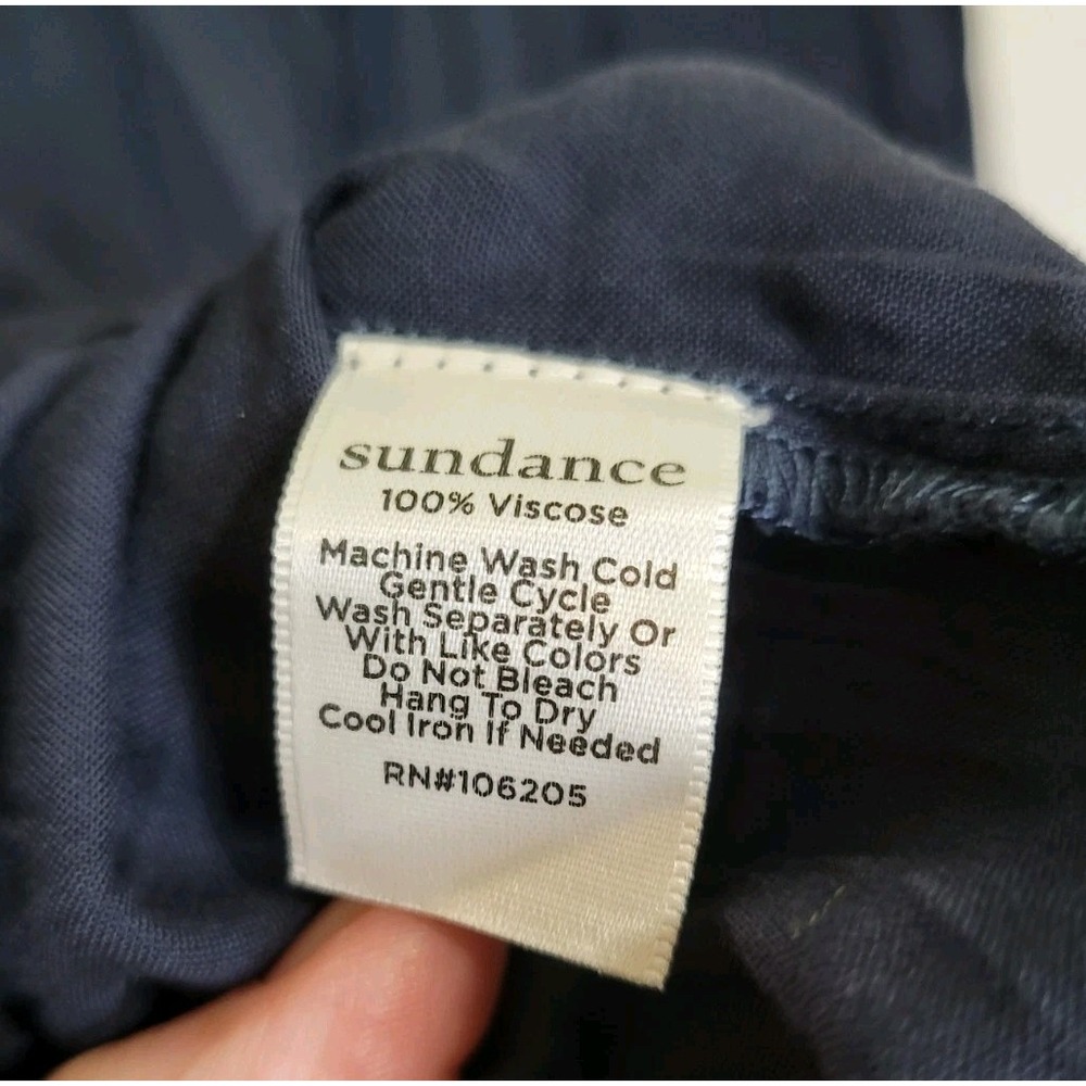 Sundance Navy Blue Button Up Ruffle Blouse Womens PXS Long Sleeve Viscose Top - Picture 8 of 11
